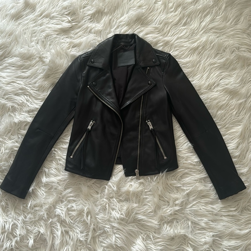 All saints Black Leather Jacket